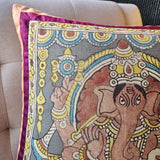 Hand Painted Kalamkari Cushion Cover - Lord Ganesha