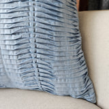 Blue Handloom Cotton Pleated Cushion Cover