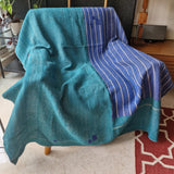 Vintage Kantha Throw Blue Green