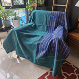 Vintage Kantha Throw Blue Green