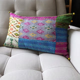 Bright Vintage Sari Kantha Patchwork Cushion Cover, 30 x 50 cm