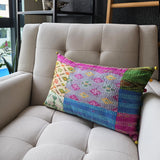 Bright Vintage Sari Kantha Patchwork Cushion Cover, 30 x 50 cm