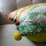 Bright Vintage Sari Kantha Patchwork Cushion Cover, 30 x 50 cm