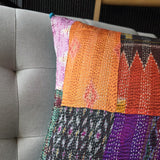 Bright Vintage Sari Kantha Patchwork Cushion Cover, 45 x 45 cm