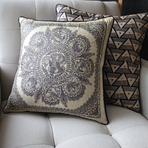 Hand Painted Madhubani Cushion Cover