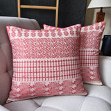 Red & White Ahimsa, Peace Silk Pillow Cover