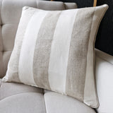 Natural Striped Cotton-Linen Cushion Cover