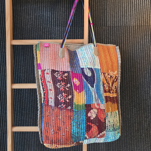 Vintage Kantha Tote Taupe