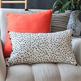 So Fun! Black Triangle Confetti on Linen Lumbar Pillow Cover