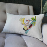 Embroidered Wood Pecker Cushion Cover