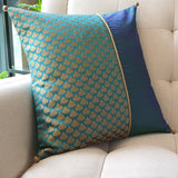 Beautiful Teal Brocade Silk Cushion Cover, 40 x 40cm