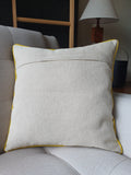 So Fun! Acid Yellow Triangle Confetti Embroidery on Linen Pillow Cover