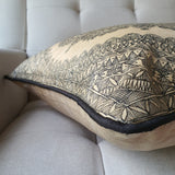 Black and Beige Hand Painted Madhubani Cushion Cover