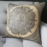 Black and Beige Hand Painted Madhubani Cushion Cover