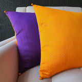 Yellow & Purple, Reversible Mashru Cushion Cover