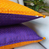 Yellow & Purple, Reversible Mashru Cushion Cover