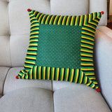Green Patchwork Mashru Cushion Cover