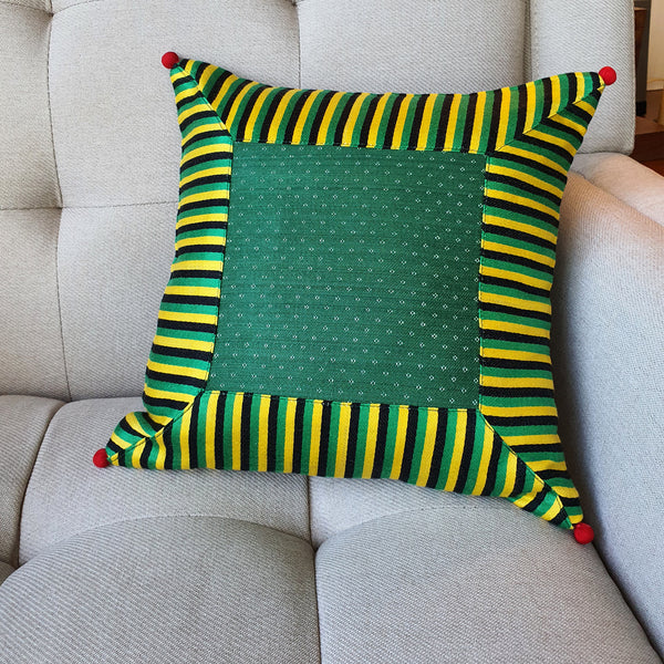Green Patchwork Mashru Cushion Cover