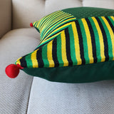 Green Patchwork Mashru Cushion Cover