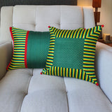 Green Patchwork Mashru Cushion Cover