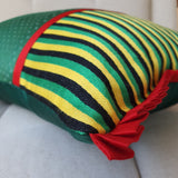 Green Patchwork Mashru Cushion Cover