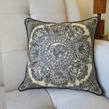 Black and Beige Hand Painted Madhubani Cushion Cover