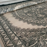 Black on Natural Tussar, Hand Painted Madhubani Table Runner