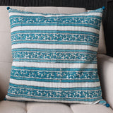Teal Block Printed Cushion Cover