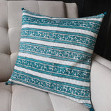Teal Block Printed Cushion Cover