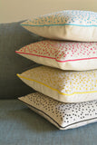 So Fun! Acid Yellow Triangle Confetti Embroidery on Linen Pillow Cover