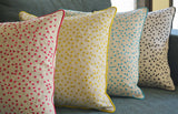 So Fun! Acid Yellow Triangle Confetti Embroidery on Linen Pillow Cover