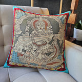 Hand Painted Kalamkari Cushion Cover - Goddess Saraswati