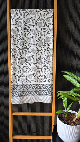 Grey Block Printed Table Cloth