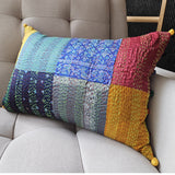 Bright Vintage Sari Kantha Patchwork Cushion Cover, 30 x 50 cm