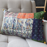 Bright Vintage Sari Kantha Patchwork Cushion Cover, 30 x 50 cm