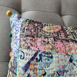 Bright Vintage Sari Kantha Patchwork Cushion Cover, 30 x 50 cm