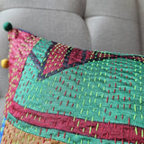 Bright Vintage Sari Kantha Patchwork Cushion Cover, 30 x 50 cm