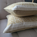 Beige & White Ahimsa, Peace Silk Pillow Cover