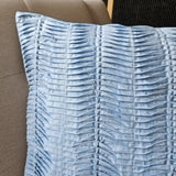 Blue Handloom Cotton Pleated Cushion Cover