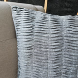 Grey Handloom Cotton Pleated Cushion Cover