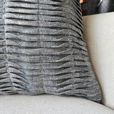 Grey Handloom Cotton Pleated Cushion Cover