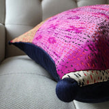 Bright Vintage Sari Kantha Patchwork Cushion Cover, 45 x 45 cm