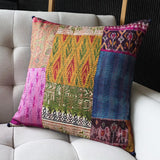 Bright Vintage Sari Kantha Patchwork Cushion Cover, 45 x 45 cm