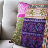 Bright Vintage Sari Kantha Patchwork Cushion Cover, 45 x 45 cm