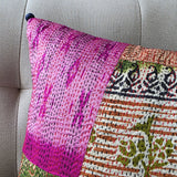 Bright Vintage Sari Kantha Patchwork Cushion Cover, 45 x 45 cm
