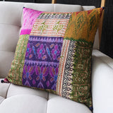 Bright Vintage Sari Kantha Patchwork Cushion Cover, 45 x 45 cm