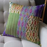 Bright Vintage Sari Kantha Patchwork Cushion Cover, 50 x 50 cm