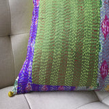 Bright Vintage Sari Kantha Patchwork Cushion Cover, 50 x 50 cm