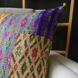 Bright Vintage Sari Kantha Patchwork Cushion Cover, 50 x 50 cm