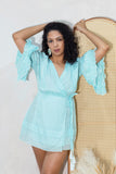 Lola Mini Aqua Wrap Dress